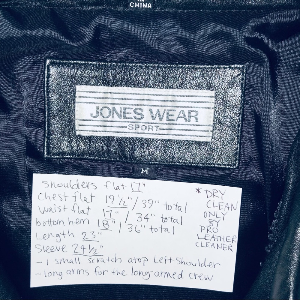 Jones Wear Sport lined soft leather bikercore baddie aesthetic jacket black M - Picture 9 of 11